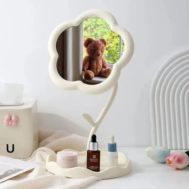 Flower Makeup Mirror with 360° Adjustable Tabletop Design for Vanity and Bedroom Use