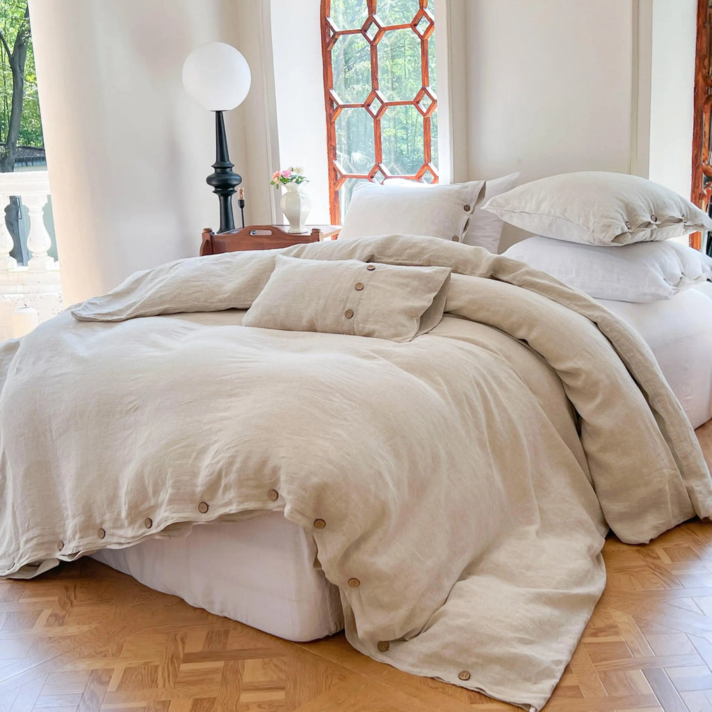 100% Cotton Duvet Cover Set with Double Twist Weave and Matching Pillowcases