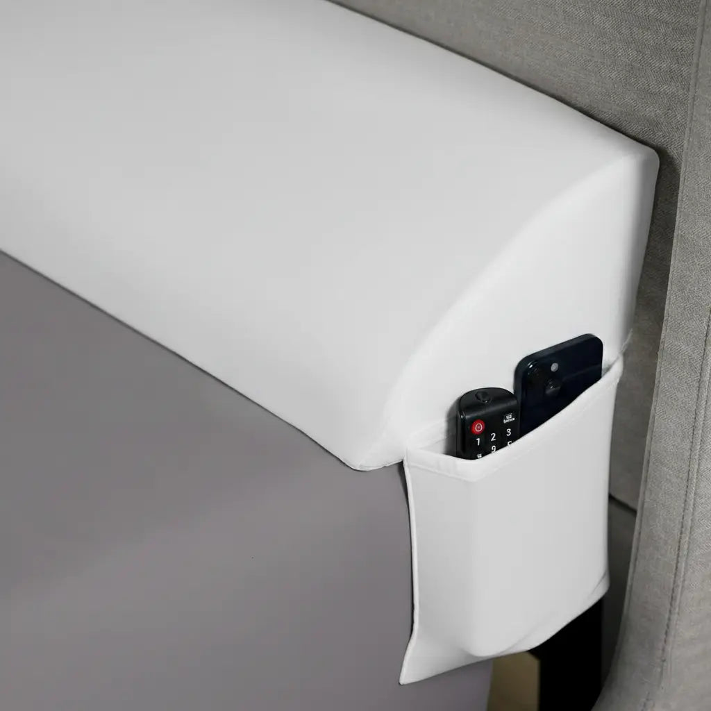 Mattress Gap Pillow with Silicone Grip Dots and Storage Pockets for Secure Bedside Support