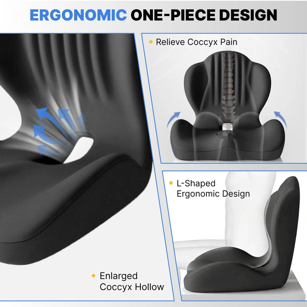 Memory Foam Seat Cushion with Contoured Support Design for Office Chairs, Car Seats and Everyday Sitting Comfort