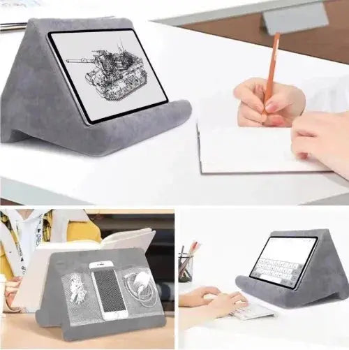 Multi Angle Tablet Holder Cushion Stand with Net Pocket for Reading and Viewing