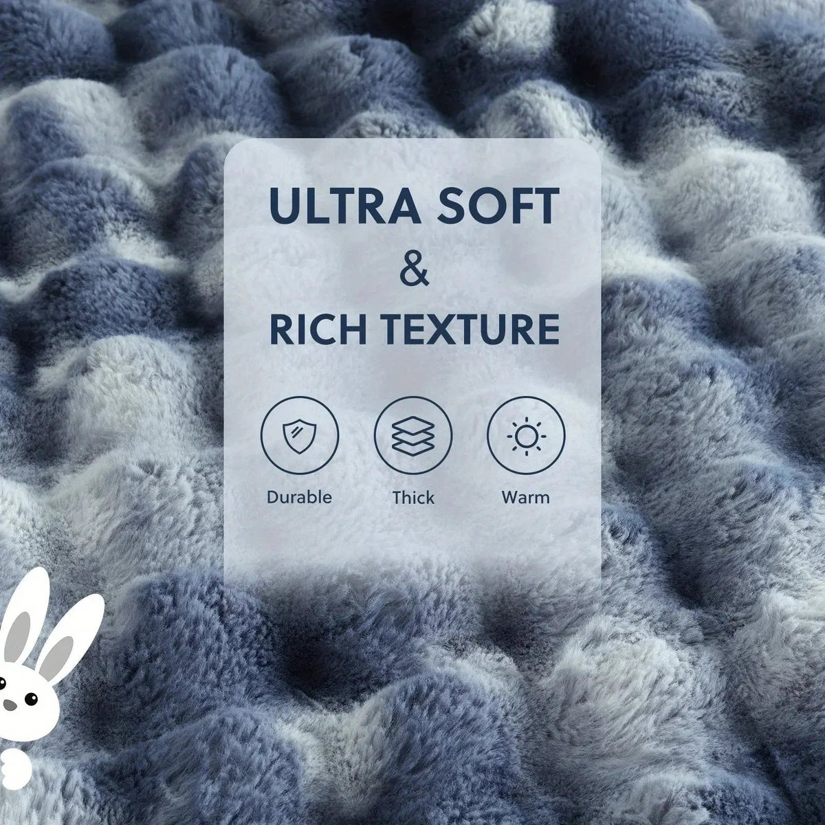 Tie Dye Faux Rabbit Fur Throw Blanket with Reversible Plush Design for Couch Bed and Travel