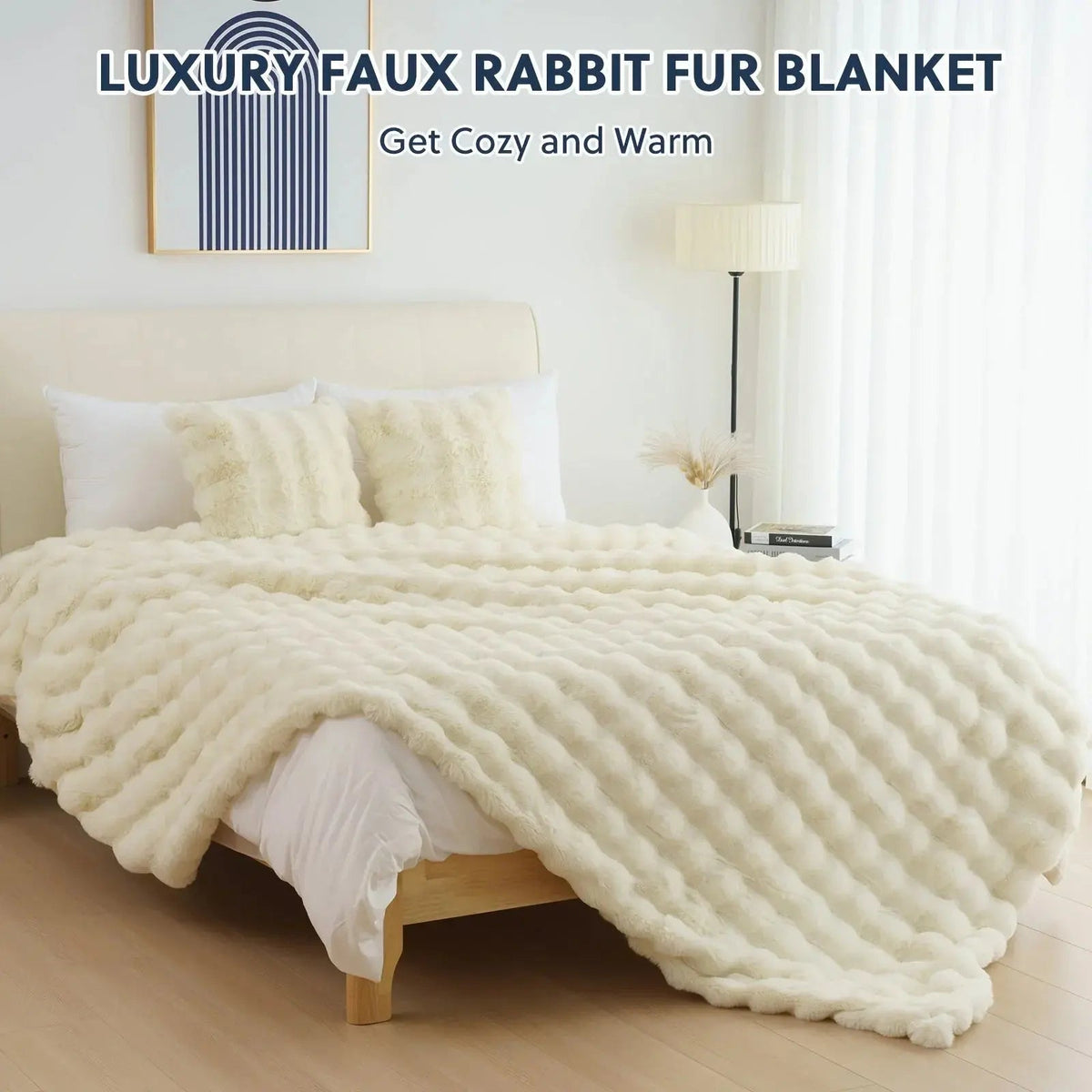 Tie Dye Faux Rabbit Fur Throw Blanket with Reversible Plush Design for Couch Bed and Travel