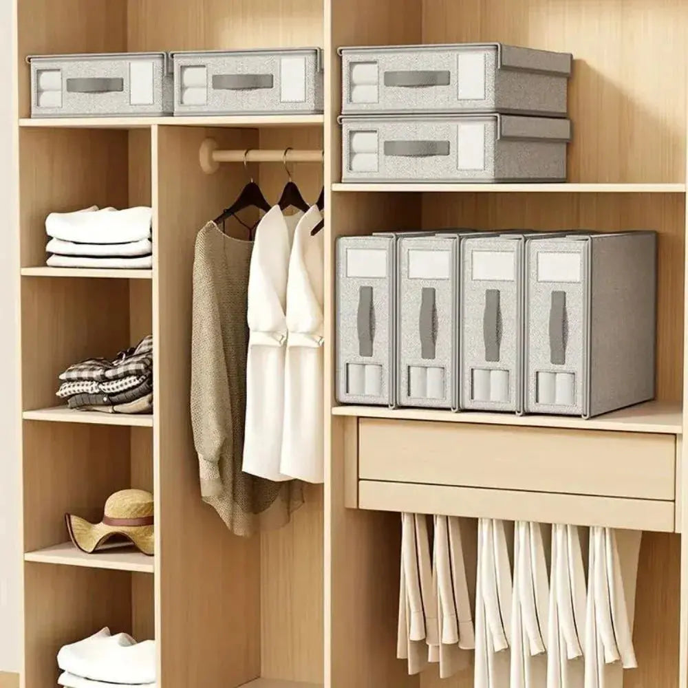 Foldable Fabric Storage Boxes with Window and Zipper for Sheets, Blankets, and Wardrobe Organization