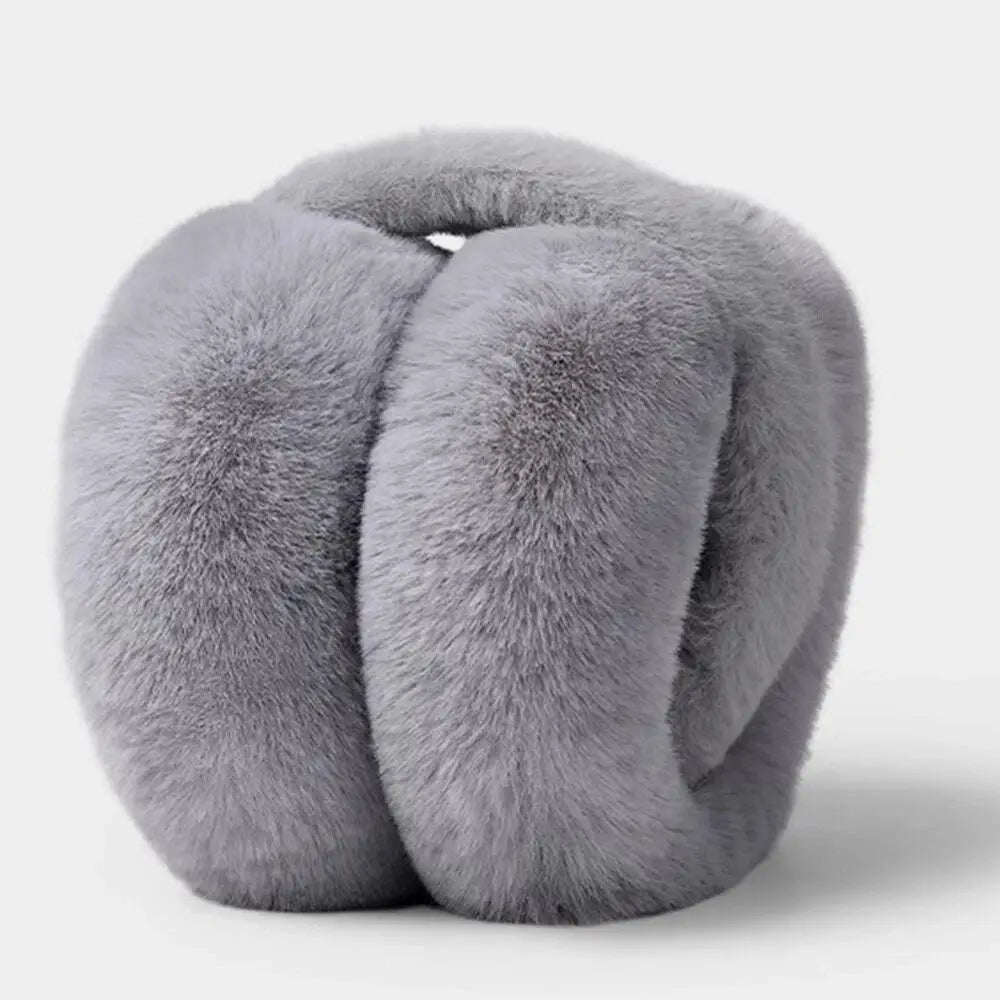 Soft Plush Faux Fur Winter Muffs Ear Warmer with Foldable Headband for Outdoor Cold Weather Use