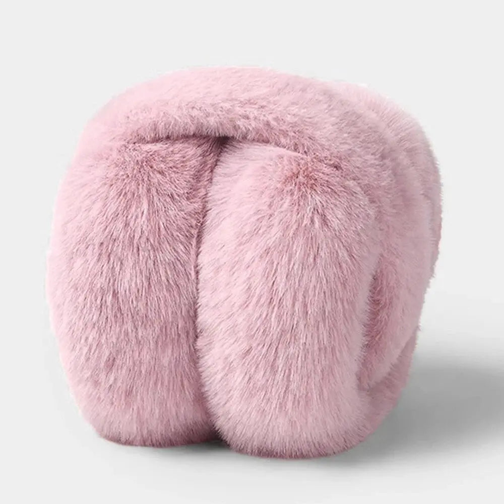Soft Plush Faux Fur Winter Muffs Ear Warmer with Foldable Headband for Outdoor Cold Weather Use