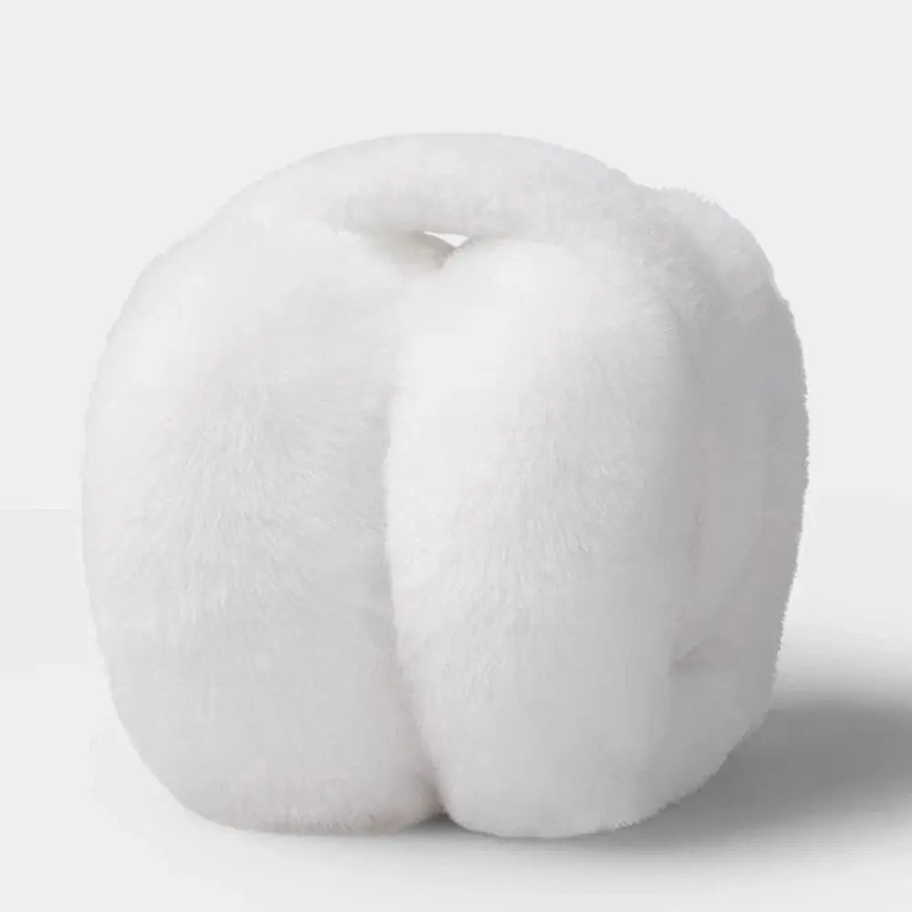 Soft Plush Faux Fur Winter Muffs Ear Warmer with Foldable Headband for Outdoor Cold Weather Use