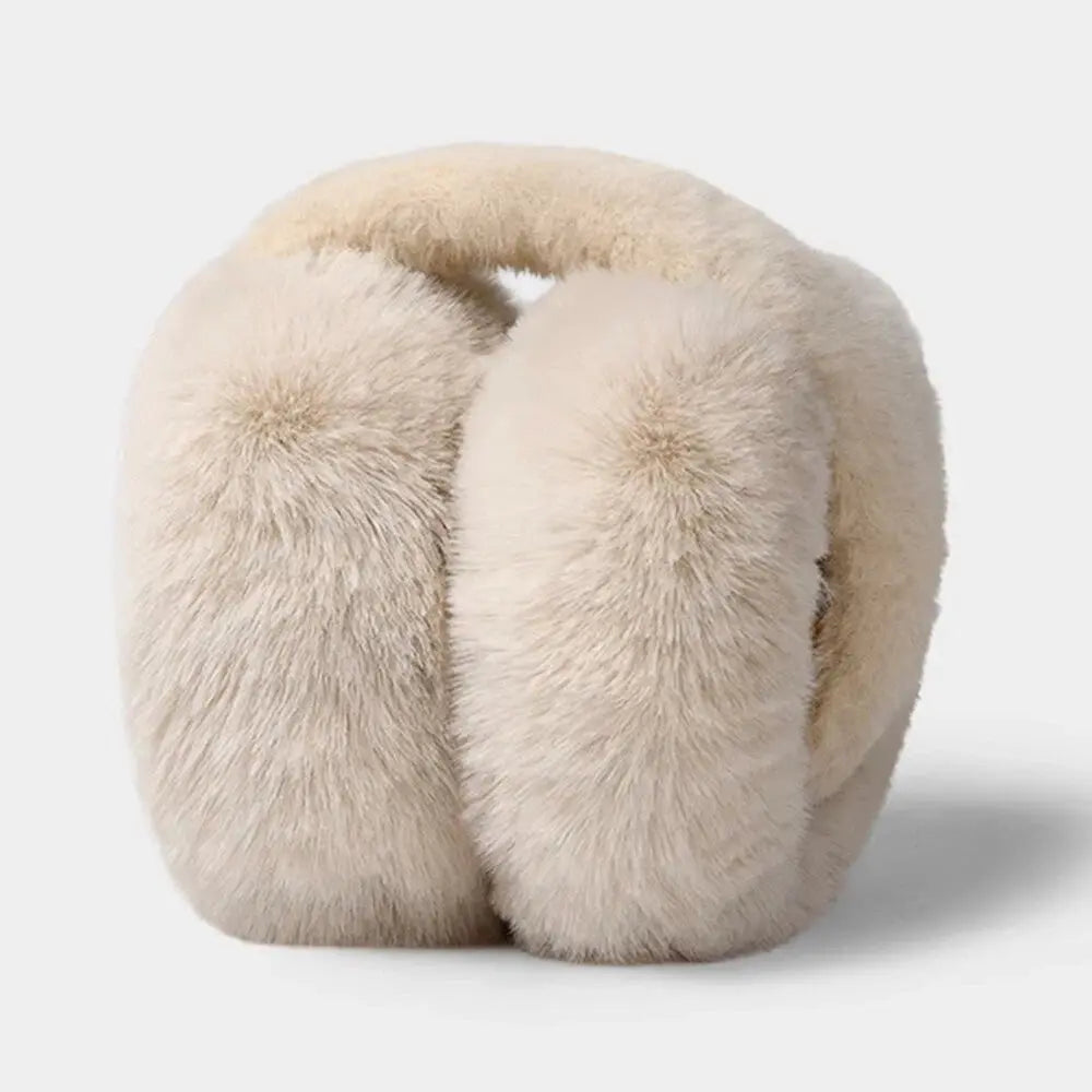 Soft Plush Faux Fur Winter Muffs Ear Warmer with Foldable Headband for Outdoor Cold Weather Use