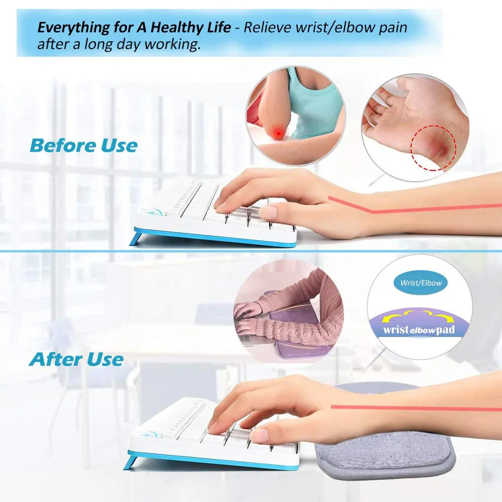 Ultra Memory Cotton Keyboard Wrist and Elbow Pad with Anti Slip Design for Office and Gaming Desks