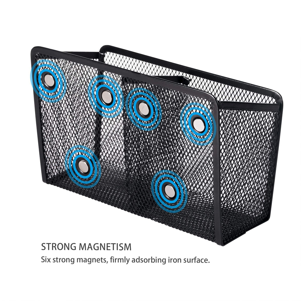 Magnetic Pencil Holder with Metal Mesh Basket Design for Locker and Desk Storage