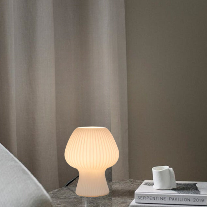Chic Vintage Ribbed Glass Bedside Lamp