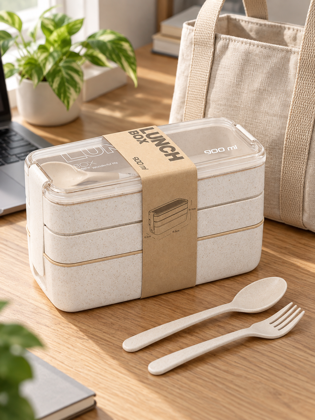 EcoStack 3-Tier Wheat Straw Lunch Box, everyday use