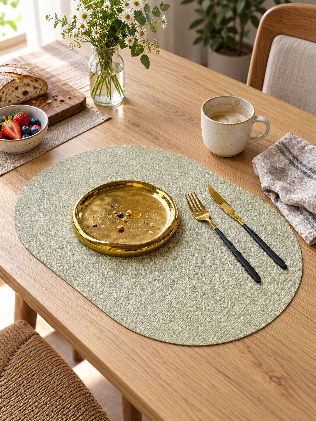 LinoMat Oval Faux Leather Placemats, everyday use