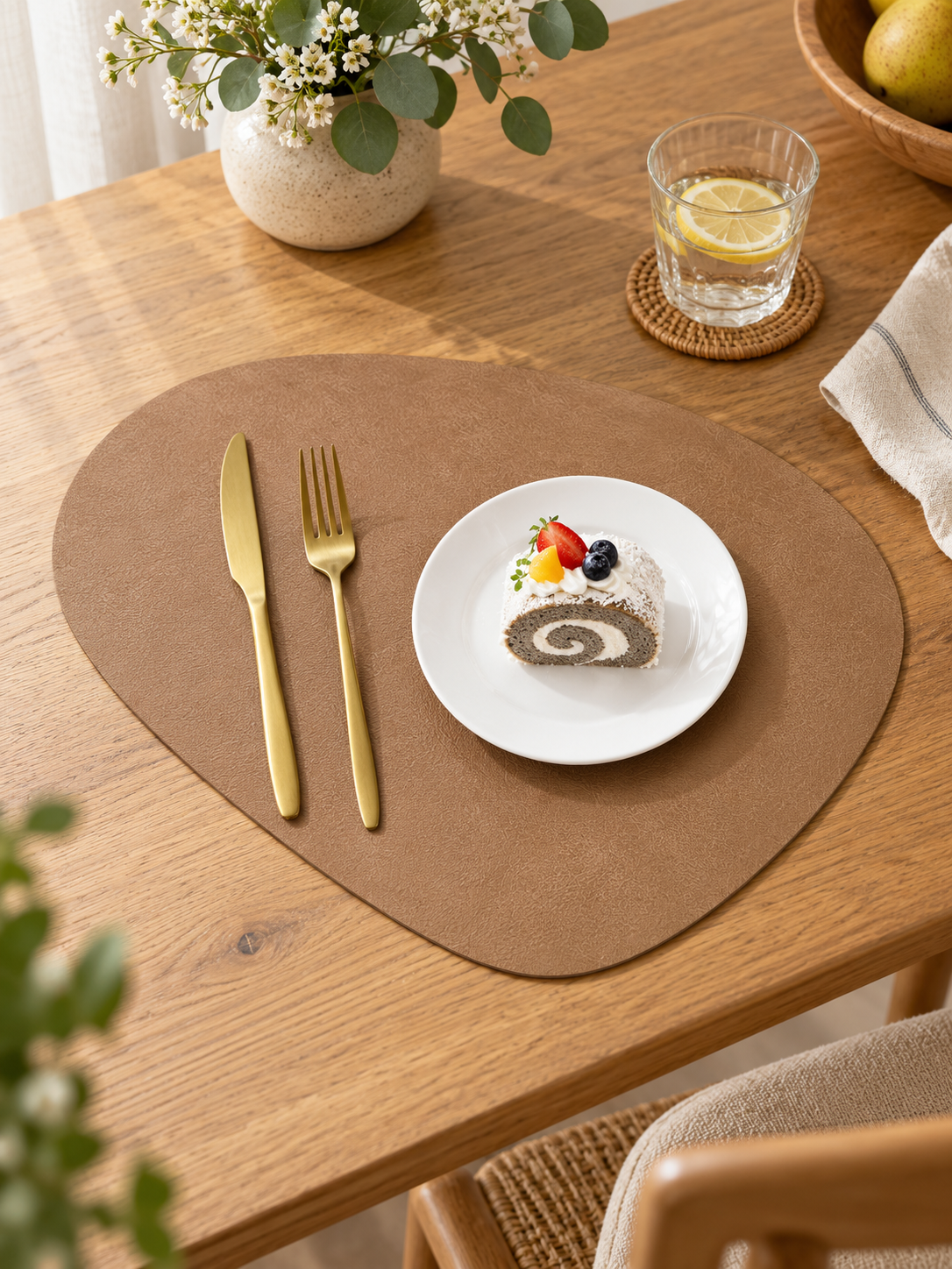 NordicDrop Faux Leather Placemats - Sleek, Easy-Care Dining Mats — warm home setting