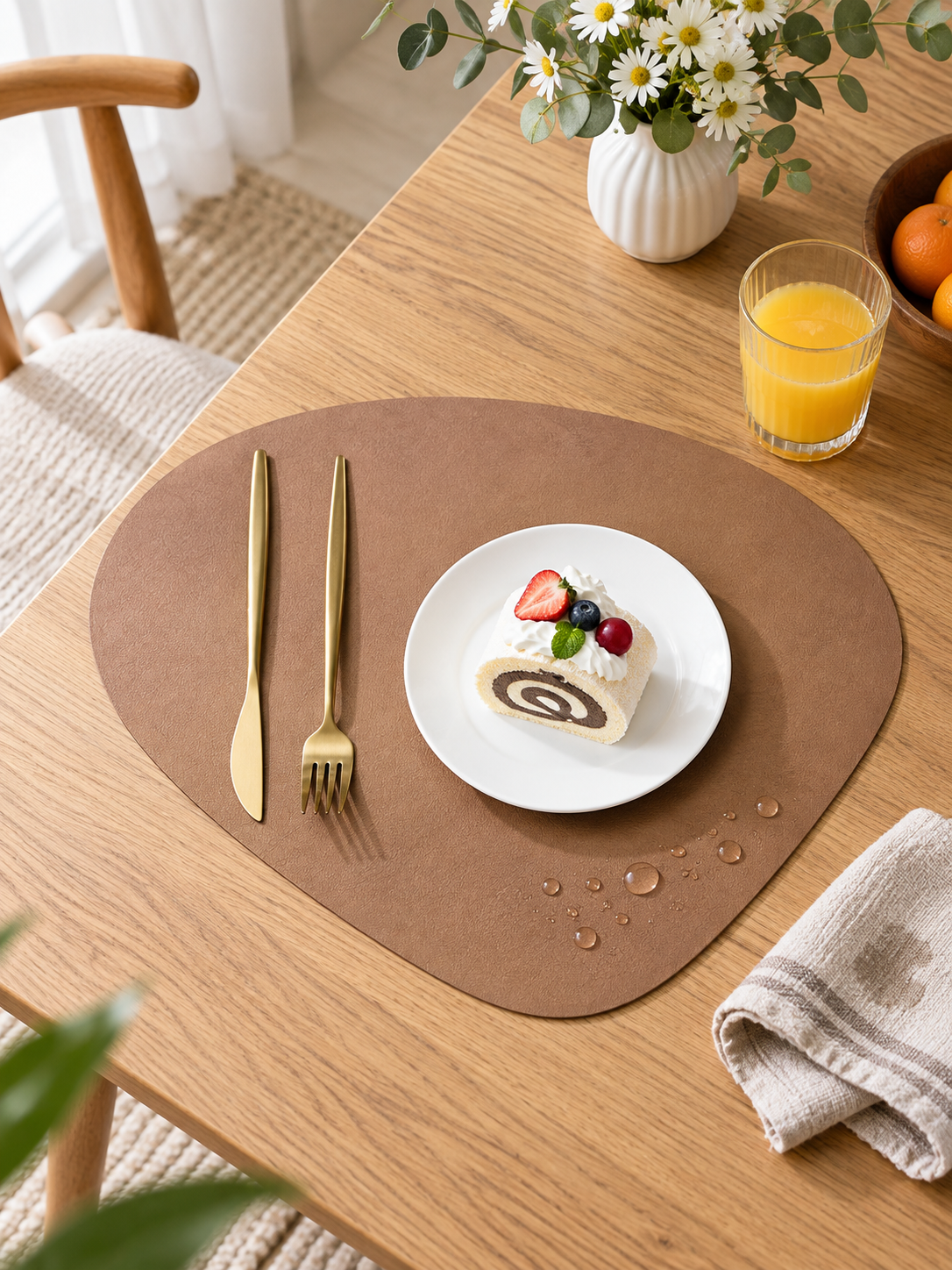 NordicDrop Faux Leather Placemats - Sleek, Easy-Care Dining Mats — everyday setting