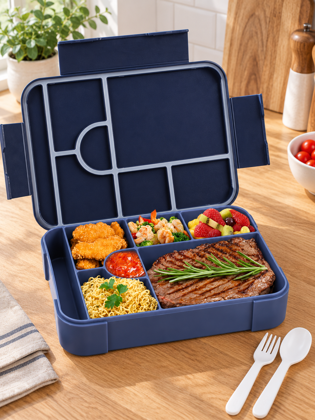 BentoMax Extra-Large Capacity Bento Box for Easy Meal Prep — warm home setting