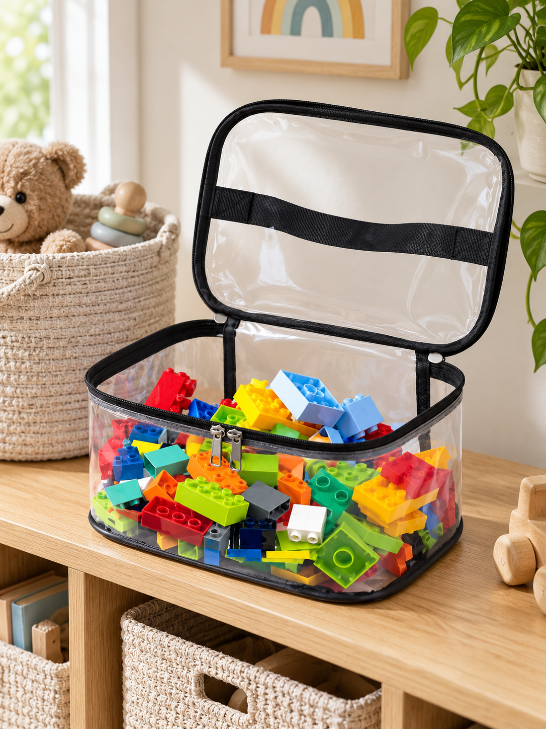 Clear Toy Storage Bag — home setting