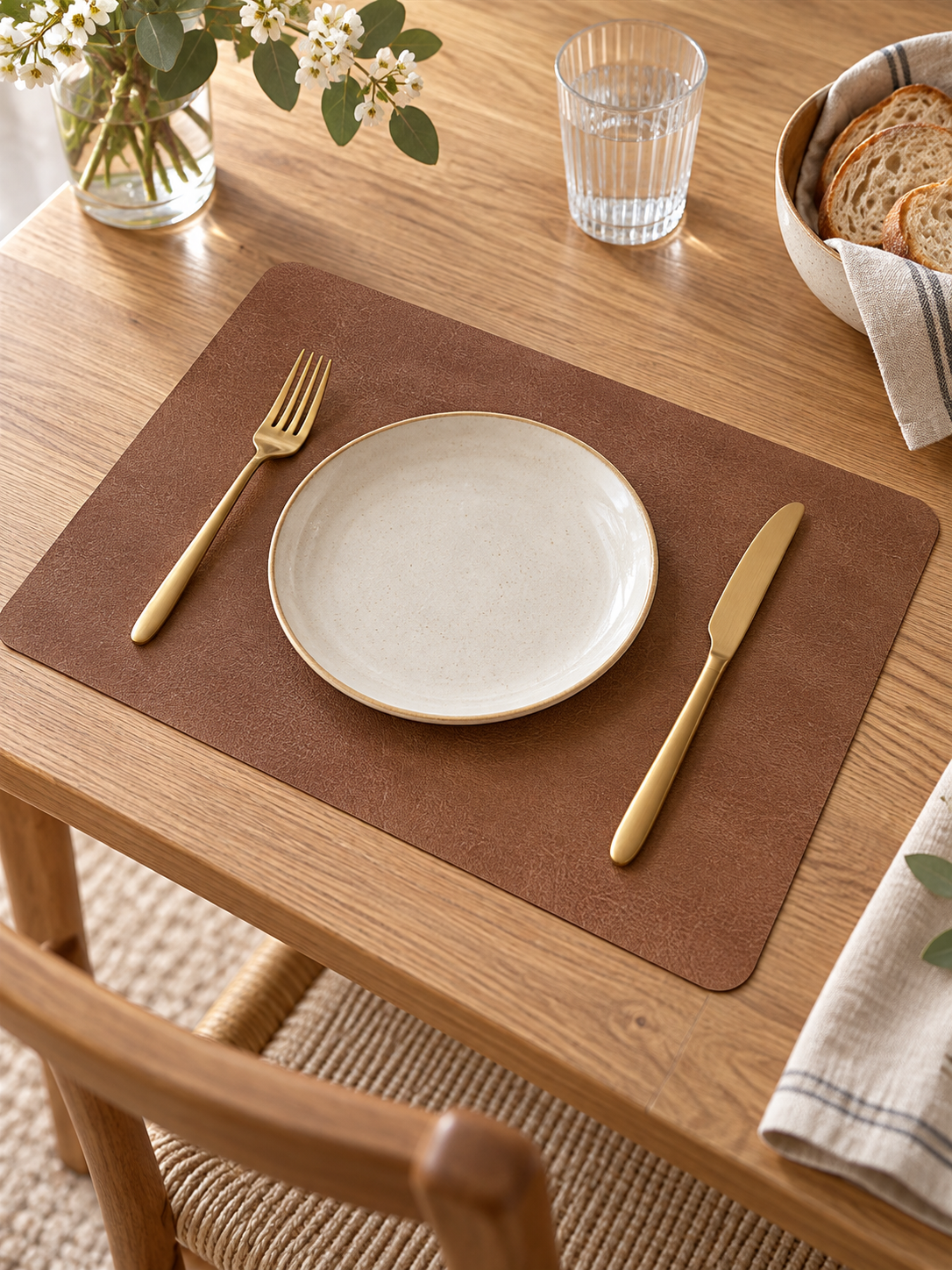 DuoMat Faux Leather Placemats – Chic, Durable Dining Mats — home setting