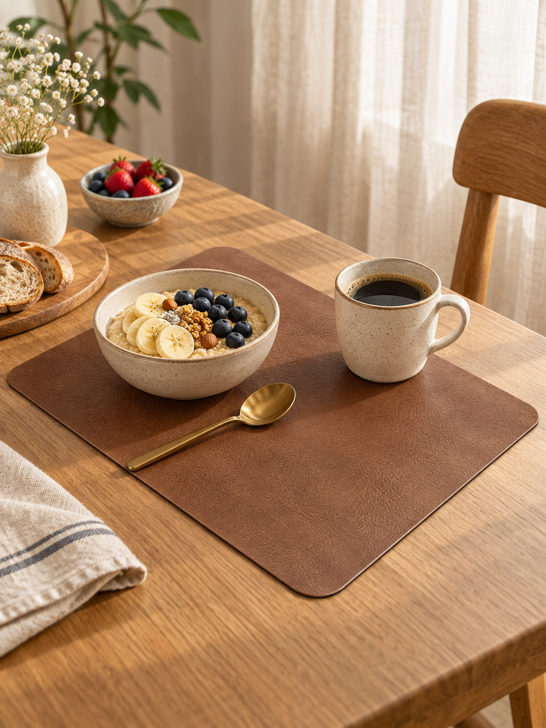 DuoMat Faux Leather Placemats – Chic, Durable Dining Mats — everyday setting