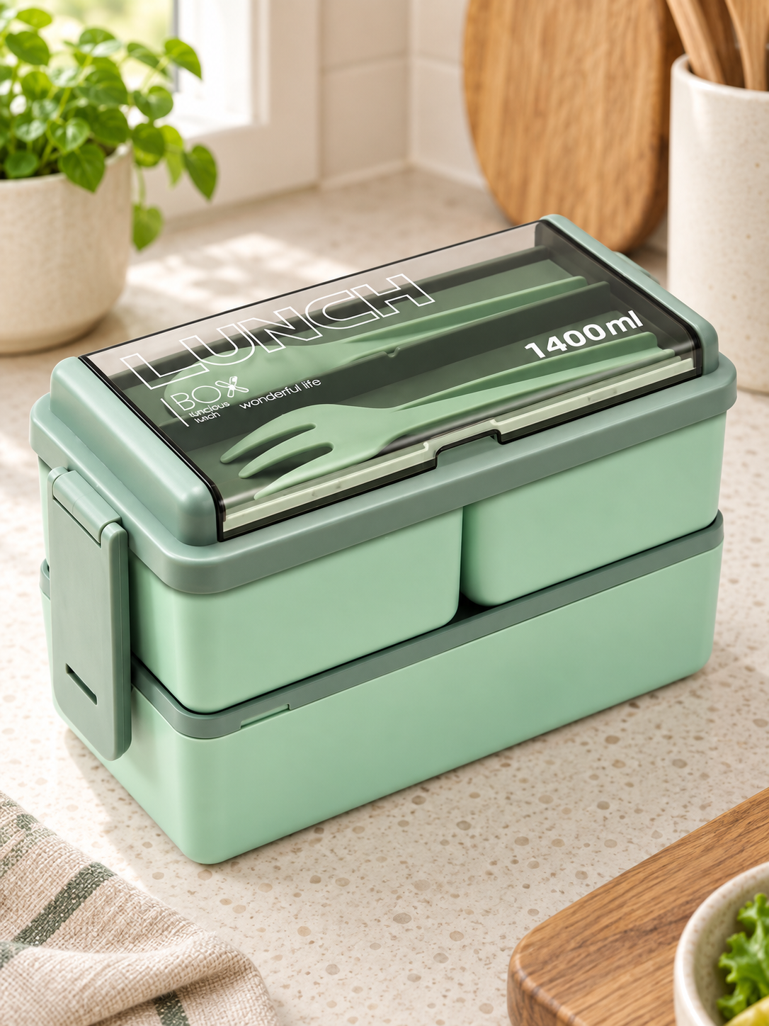 1400ml Double-Layer Bento Box – 2-Tier Lunch Box — product detail