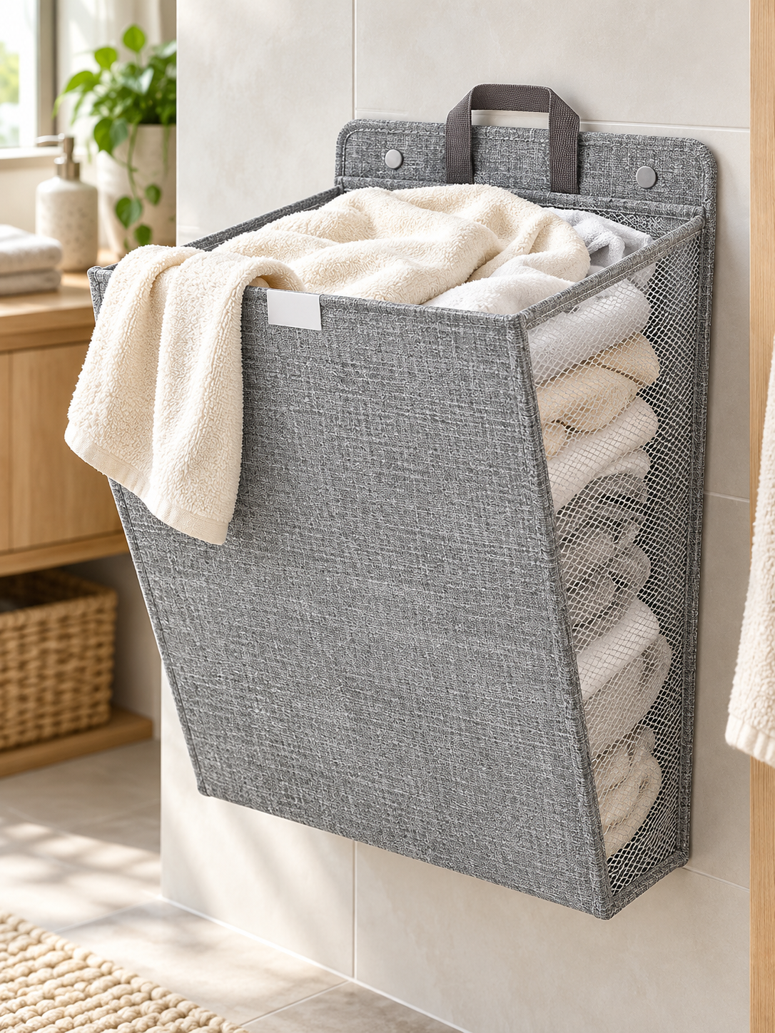Wallora Adhesive Laundry Basket - Easy Peel-and-Stick Wall-Mount Laundry Organizer — product detail