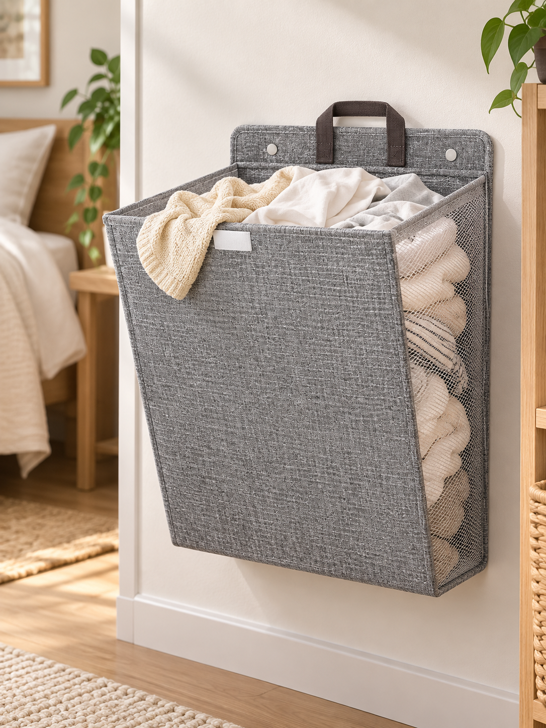 Wallora Adhesive Laundry Basket - Easy Peel-and-Stick Wall-Mount Laundry Organizer — everyday setting