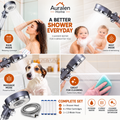 Auralen Home — Double-Sided Shower Head with 3 Spray Modes and Filtered Rainfall Design for Bathroom Use (Included Shower head + 5 Filter cartridges + 1.5-meter