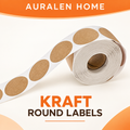 Auralen Home — Self Adhesive Kraft Round Label Roll with Writable Design for Classification Name and Packaging Use