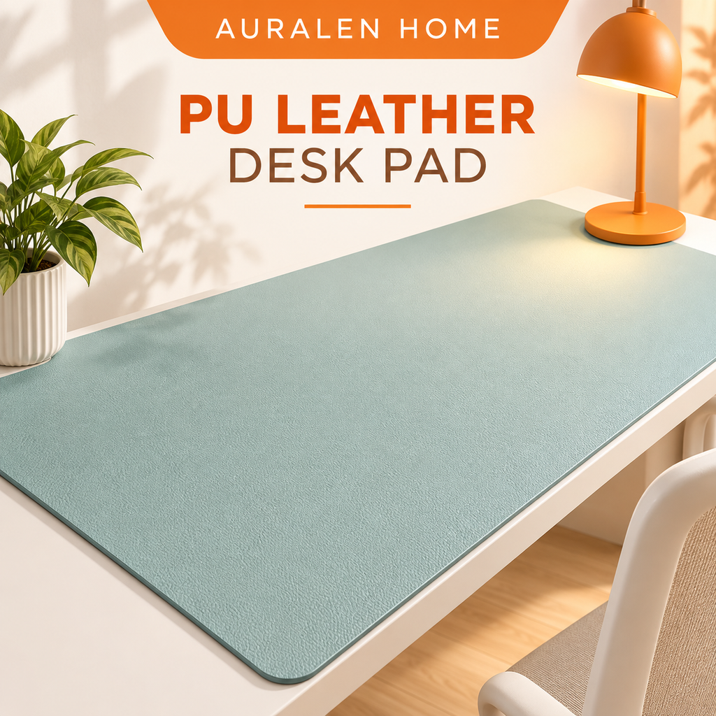 Auralen Home — Large PU Leather Desk Pad for Office and Home, Waterproof Non-Slip Desk Protector Mat and Extended Mouse Pad for Keyboard and Desktop Use