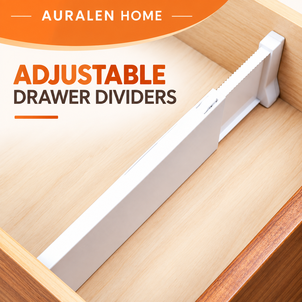 Auralen Home — 2Pcs Adjustable Drawer Dividers with Expandable Separator Design for Clothes and Home Storage Organization