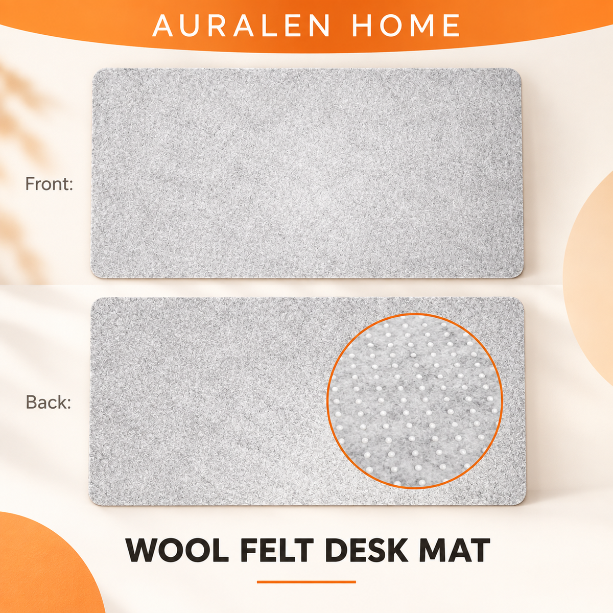 Auralen Home — Large Wool Felt Mouse Pad and Desk Protector Mat with Non-Slip Backing for Office and Gaming Use