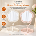 Auralen Home — Flower Makeup Mirror with 360° Adjustable Tabletop Design for Vanity and Bedroom Use
