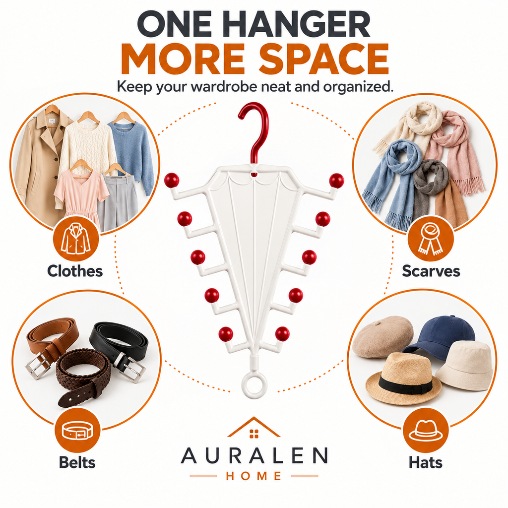 Auralen Home — Double Sided Clothes Hanger with V-Shaped Design for Wardrobe Storage and Organization