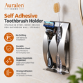 Auralen Home — Self Adhesive Toothbrush Holder with Stainless Steel Hook Design for Bathroom Wall Storage