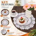 Auralen Home — Round Crochet Lace Doily with Handmade Cotton Design for Table Settings, Mantel Décor and Wedding Displays