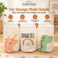 Auralen Home — Large Capacity Folding Baby Items Basket with Cartoon Print, Diaper Caddy, Toy Storage, and Laundry Organizer for Nursery or Kids’ Rooms