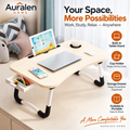 Auralen Home — Folding Mini Table with Cup Holder, Bed Tray, and Tablet Stand for Laptop Use, Study, or Bedside Activities