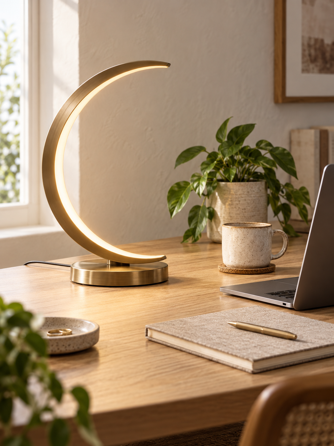 Crescent Moon LED Desk Lamp with Soft Glow interior scene 1