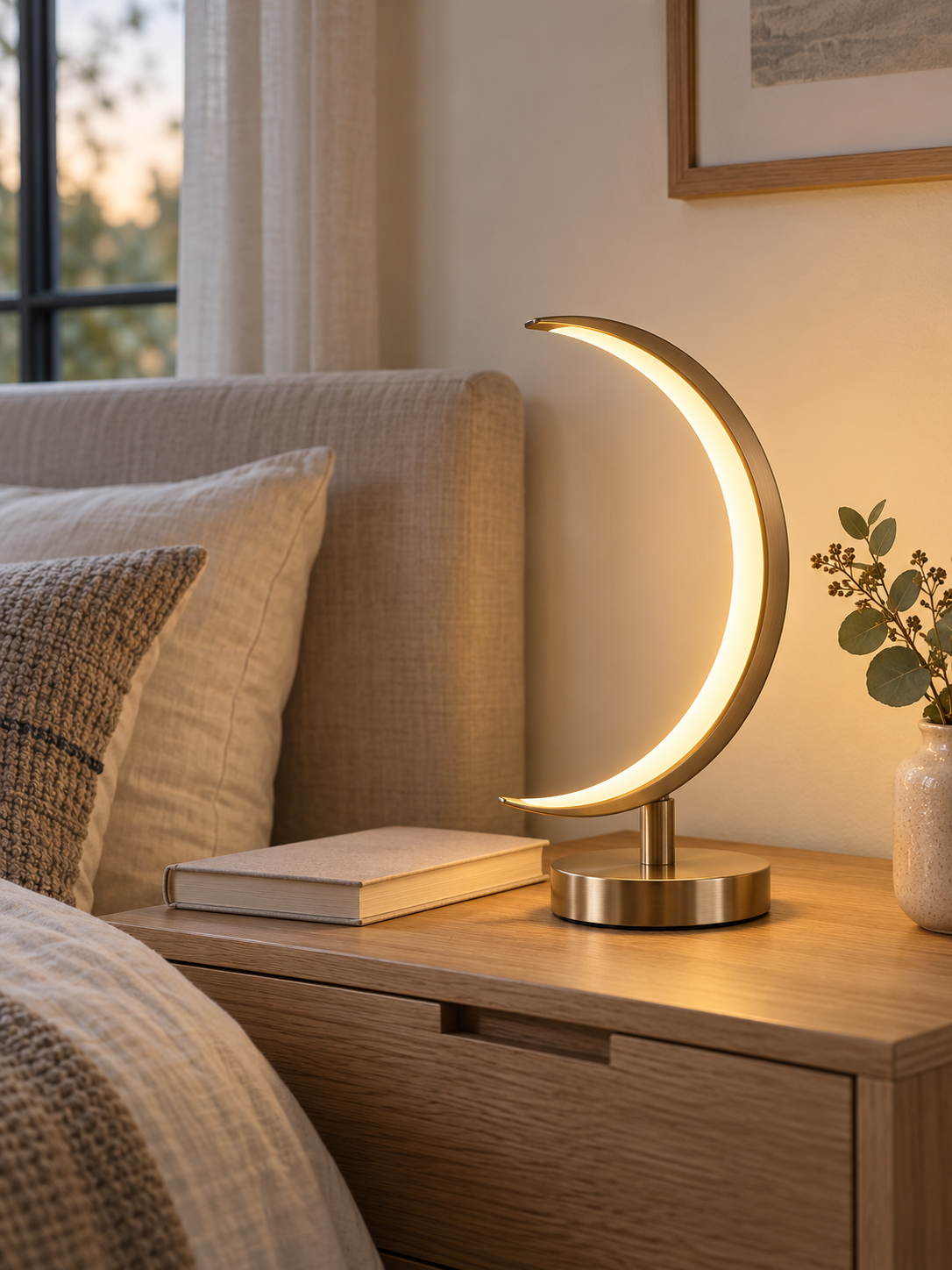 Crescent Moon LED Desk Lamp with Soft Glow interior scene 3