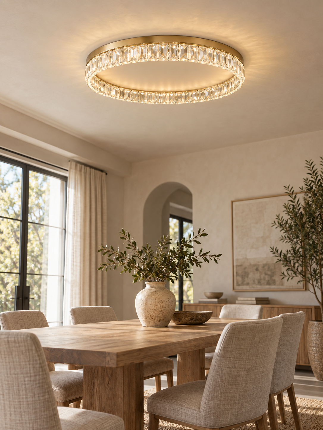 Crystal Halo LED Ceiling Light — Elegant Crystal Ring Fixture with Bright, Energy-Saving LEDs interior scene 1