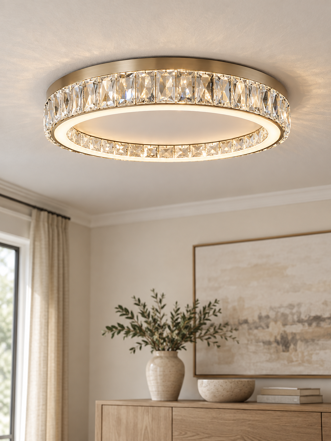 Crystal Halo LED Ceiling Light — Elegant Crystal Ring Fixture with Bright, Energy-Saving LEDs interior scene 2