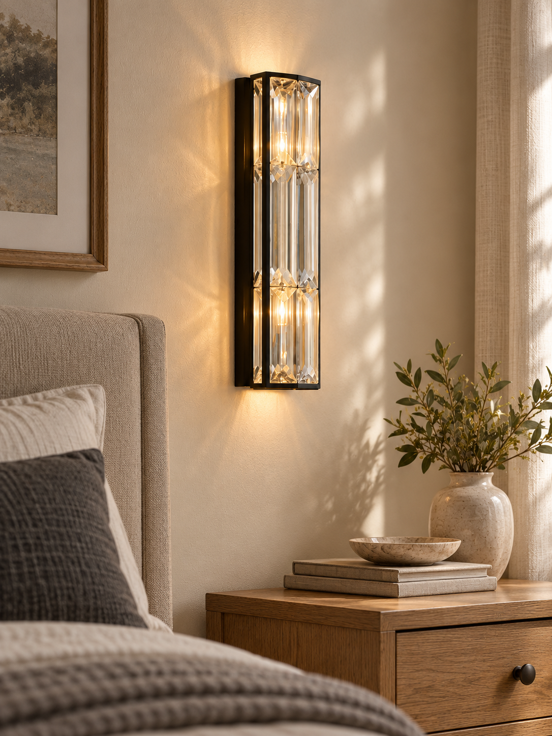 Elegant Crystal Wall Light — bedroom detail
