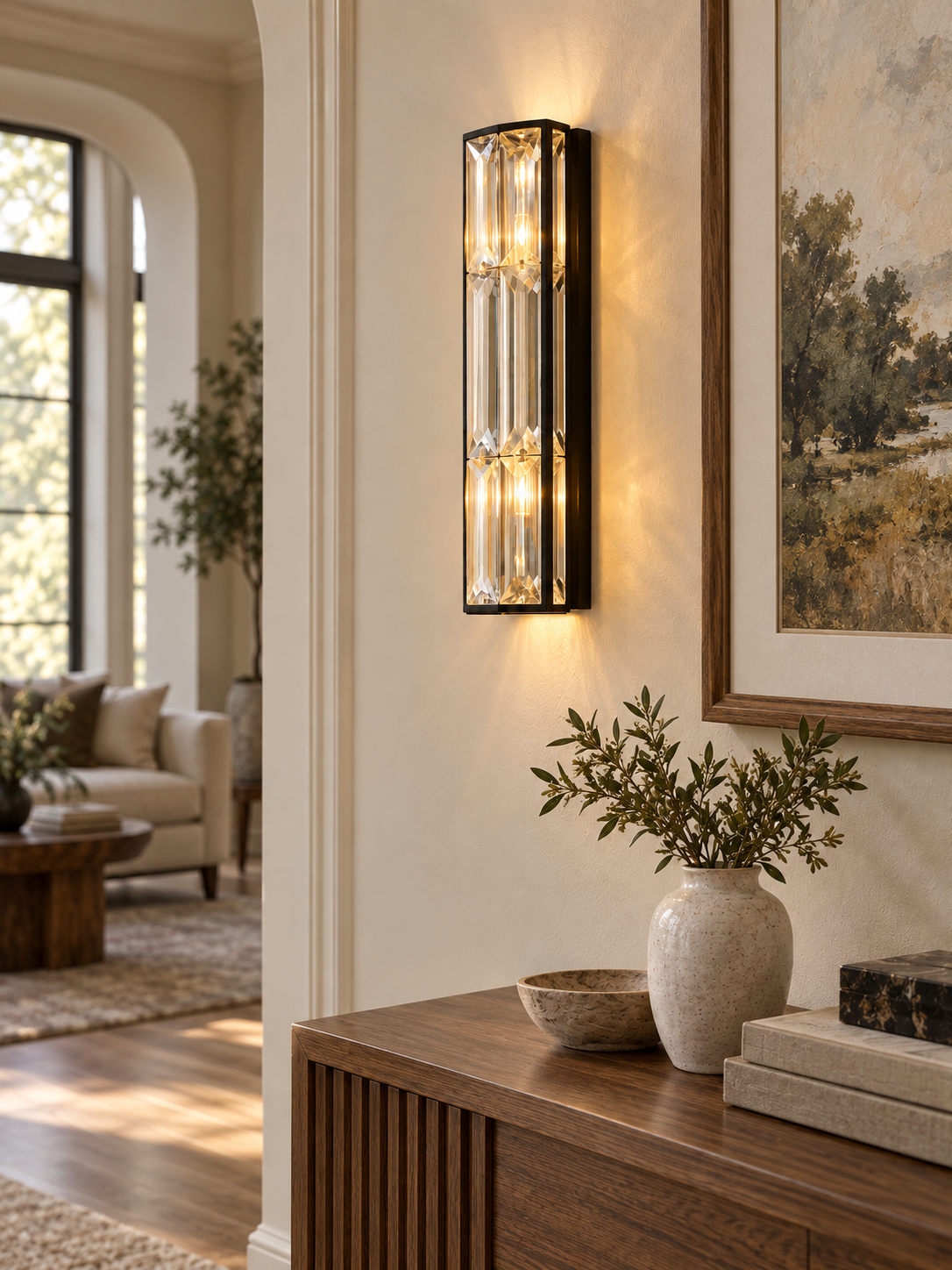 Elegant Crystal Wall Light — hallway view