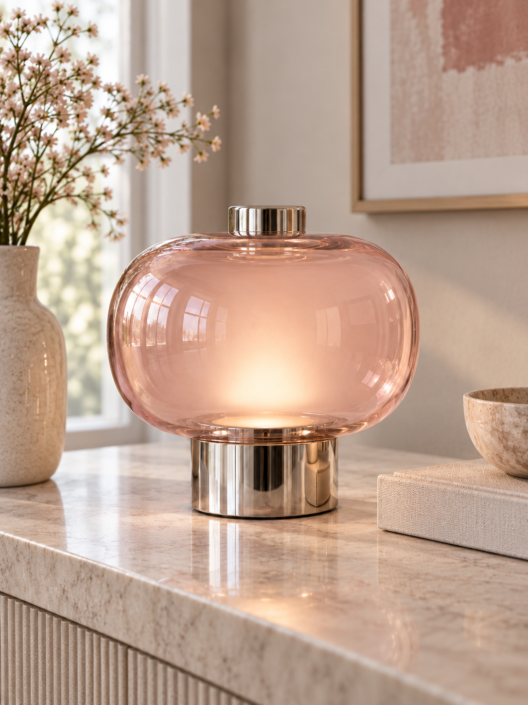 Italian Designer Glass Table Lamp — glass detail