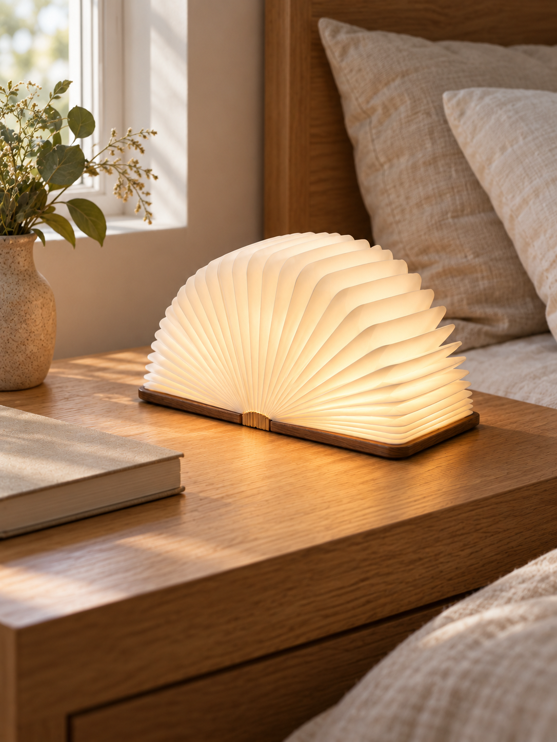 Lumibook Foldable Table Lamp — bedside detail