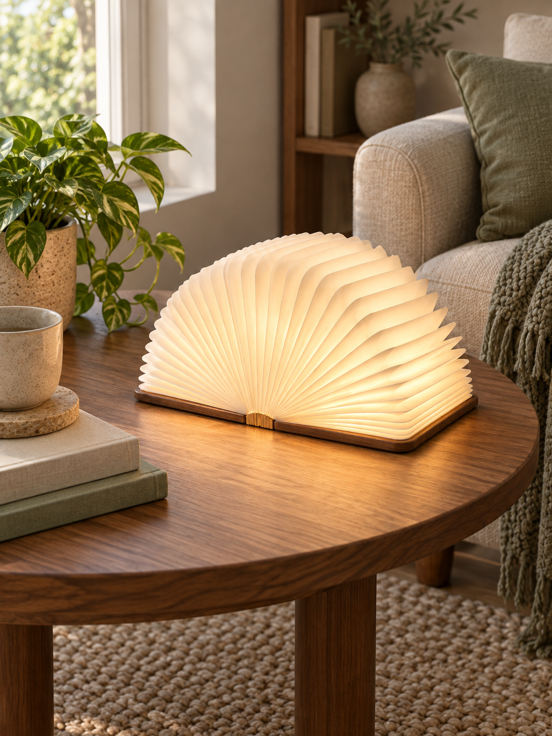 Lumibook Foldable Table Lamp — living room view
