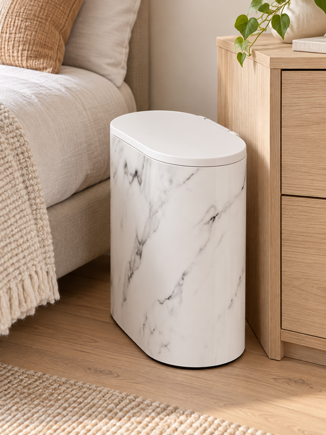 Elegant Marble-Patterned Trash Can — lifestyle photograph 3
