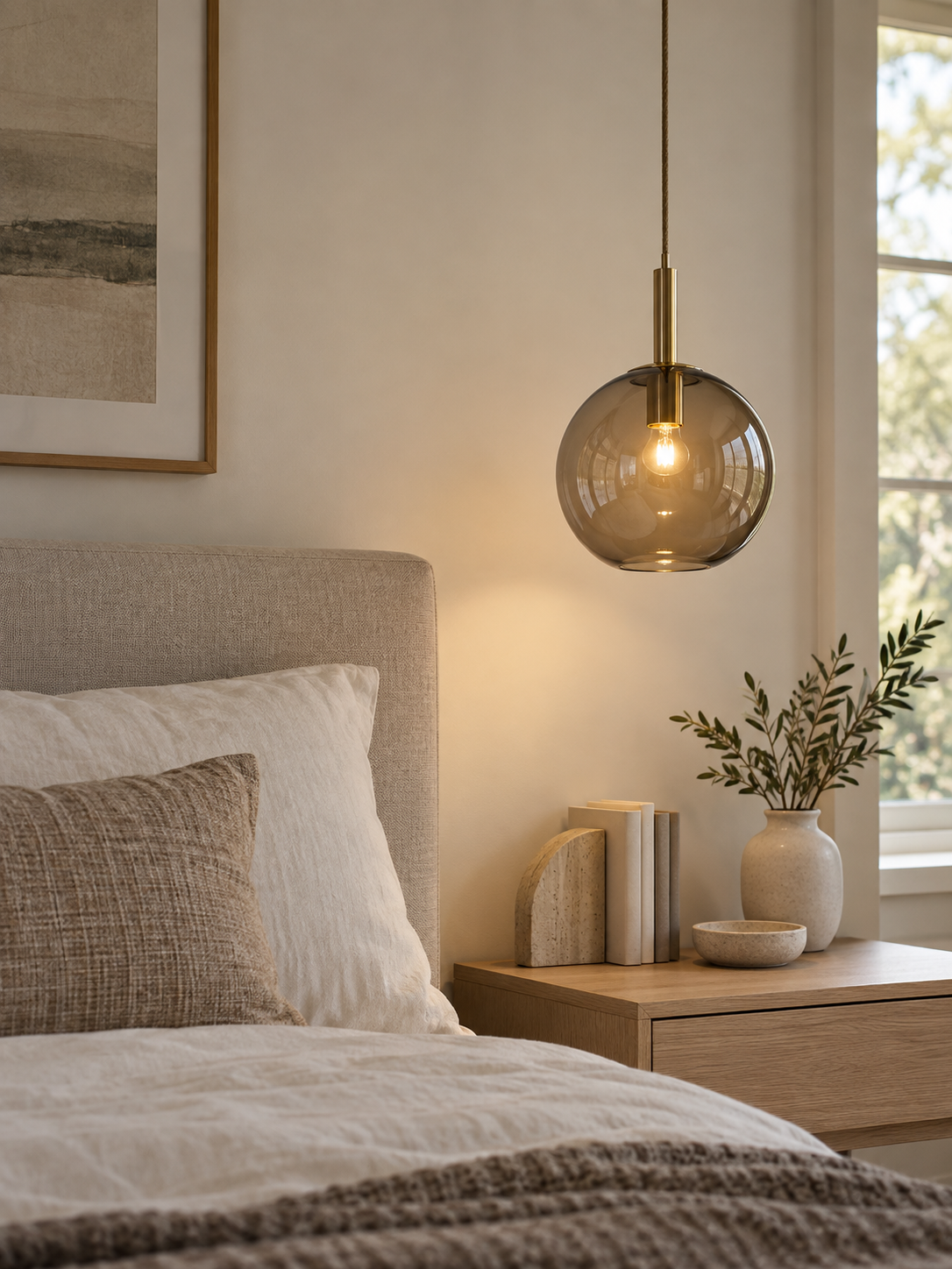 Sleek Modern Glass Ball Pendant Light interior scene 3