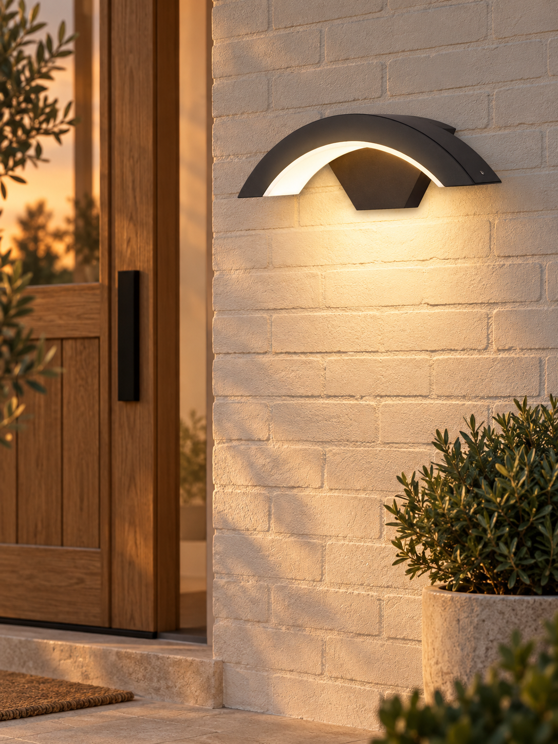 Modern Arch LED Outdoor Wall Light, Exterior Sconce for Porch, Patio and Garden Entrance