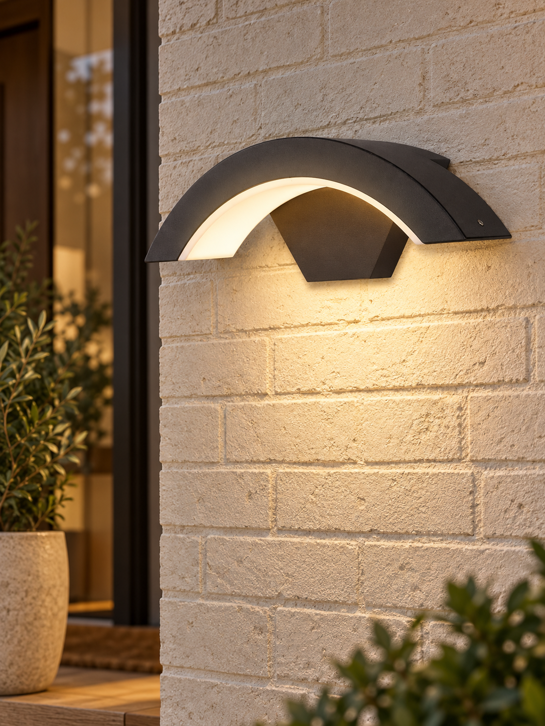 Modern Arch LED Outdoor Wall Light, Exterior Sconce for Porch, Patio and Garden Entrance